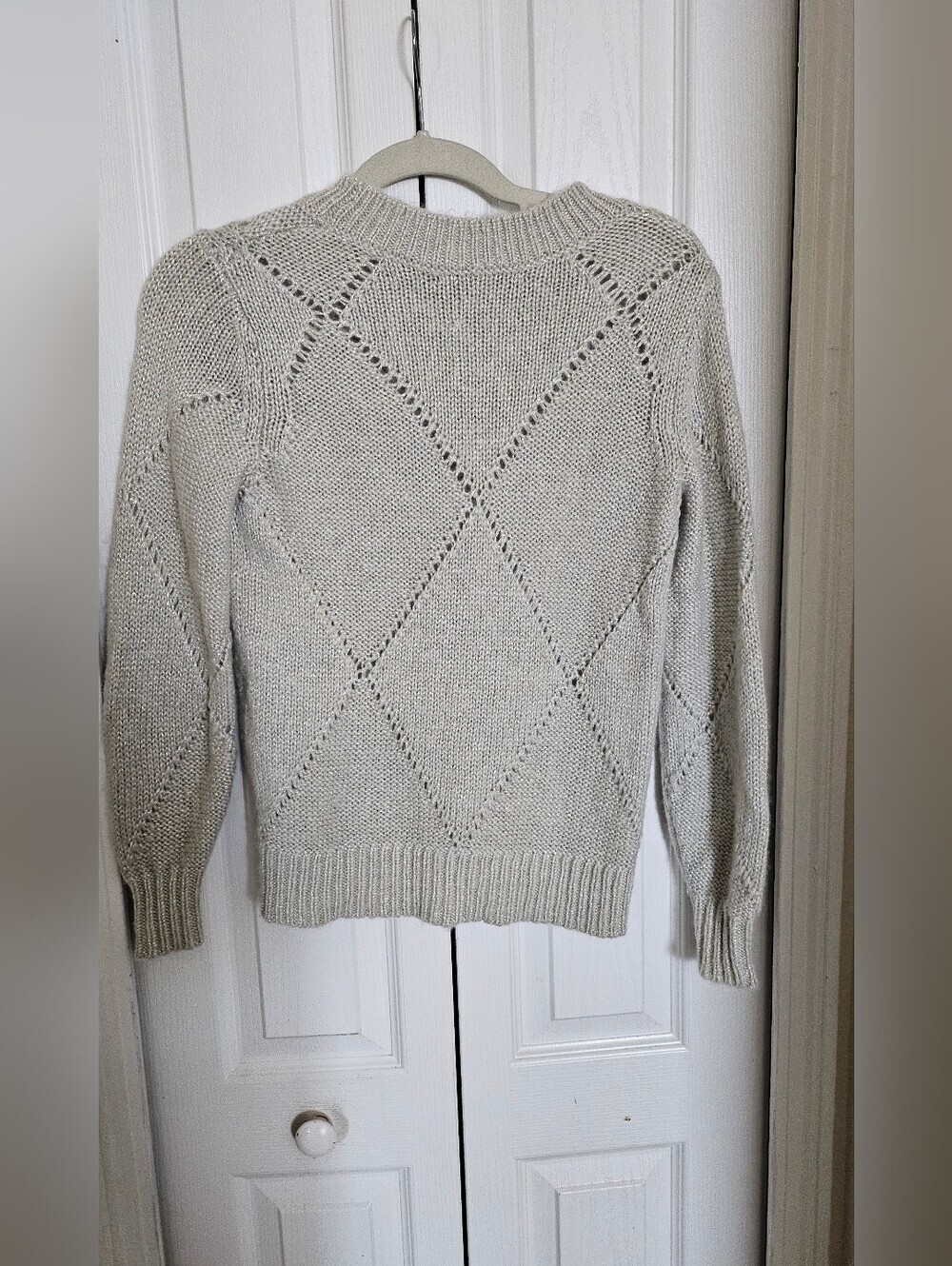 Tommy Bahama Womens XXS Ivory Metallic Knit Sweater Diamond Pattern Pullover. - Picture 8 of 8